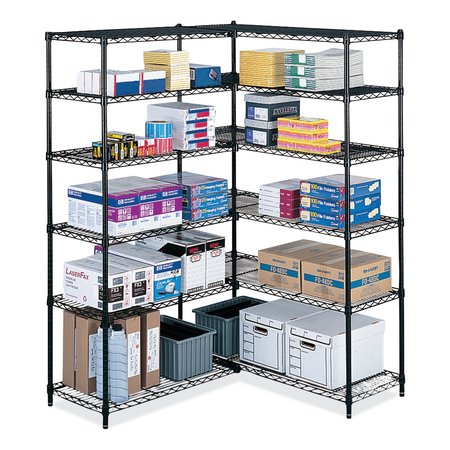 Safco Industrial Add-On Unit, Four-Shelf, 36w x 24d x 72h, Steel, Black 5289BL